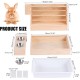 MUALROUS 3 in 1 Großer Kaninchen Heu Feeder mit Katzentoilette Holz Futterautomat aus Holz mit 2 Näpfen Hase Toilette für Kaninchen Meerschweinchen Chinchilla Hase Andere Kleintiere
