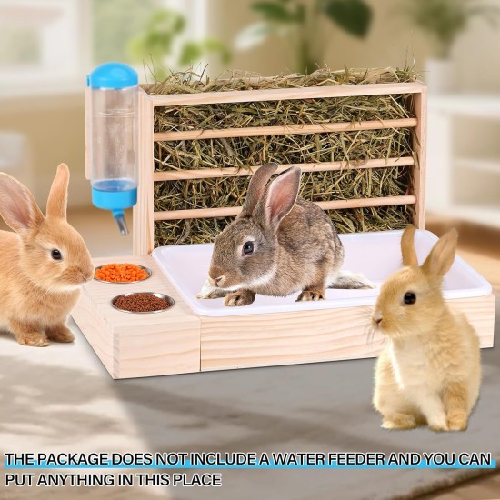 MUALROUS 3 in 1 Großer Kaninchen Heu Feeder mit Katzentoilette Holz Futterautomat aus Holz mit 2 Näpfen Hase Toilette für Kaninchen Meerschweinchen Chinchilla Hase Andere Kleintiere MUALROUS 3 in 1 Großer Kaninchen Heu Feeder mit Katzentoilette Holz Futterautomat aus Holz mit 2 Näpfen Hase Toilette für Kaninchen Meerschweinchen Chinchilla Hase Andere Kleintiere