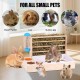 MUALROUS 3 in 1 Großer Kaninchen Heu Feeder mit Katzentoilette Holz Futterautomat aus Holz mit 2 Näpfen Hase Toilette für Kaninchen Meerschweinchen Chinchilla Hase Andere Kleintiere