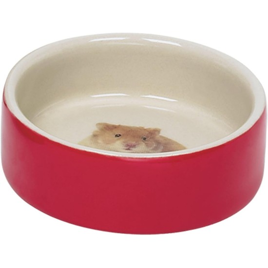 Nobby Hamster Ceramic Bowl, Red, Diameter 7.5 x 2.5 cm, Pack of 1