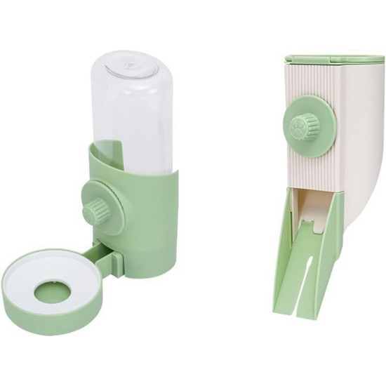 Pack of 2 Automatic Pet Food and Water Dispenser, Hanging Water Bottle, Feeder for Small Pets, Easy to Use (Green) Pack of 2 Automatic Pet Food and Water Dispenser, Hanging Water Bottle, Feeder for Small Pets, Easy to Use (Green)