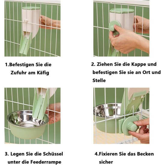 Pack of 2 Automatic Pet Food and Water Dispenser, Hanging Water Bottle, Feeder for Small Pets, Easy to Use (Green) Pack of 2 Automatic Pet Food and Water Dispenser, Hanging Water Bottle, Feeder for Small Pets, Easy to Use (Green)