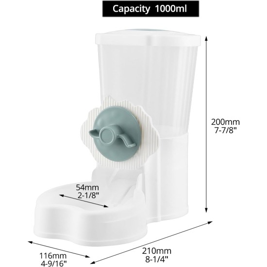 QWORK® 1 L Automatic Pet Feeder, 12 cm Outlet, Suitable for Small Animal Cages, Rabbit Hutch, Cat, Puppy, Guinea Pigs, Chinchilla, Bird QWORK® 1 L Automatic Pet Feeder, 12 cm Outlet, Suitable for Small Animal Cages, Rabbit Hutch, Cat, Puppy, Guinea Pigs, Chinchilla, Bird