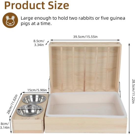 Rabbit Hay Feeder, Rabbit Hay Rack with Plastic Cat Litter Box, Toilet, Bowls and Water Bottle, Hay Rack Rabbit Wood for Guinea Pigs, Hamsters, Small Animals (4 in 1) Rabbit Hay Feeder, Rabbit Hay Rack with Plastic Cat Litter Box, Toilet, Bowls and Water Bottle, Hay Rack Rabbit Wood for Guinea Pigs, Hamsters, Small Animals (4 in 1)