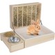 Rabbit Hay Feeder, Rabbit Hay Rack with Plastic Cat Litter Box, Toilet, Bowls and Water Bottle, Hay Rack Rabbit Wood for Guinea Pigs, Hamsters, Small Animals (4 in 1) Rabbit Hay Feeder, Rabbit Hay Rack with Plastic Cat Litter Box, Toilet, Bowls and Water Bottle, Hay Rack Rabbit Wood for Guinea Pigs, Hamsters, Small Animals (4 in 1)