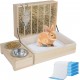 Rabbit Hay Feeder, Rabbit Hay Rack with Plastic Cat Litter Box, Toilet, Bowls and Water Bottle, Hay Rack Rabbit Wood for Guinea Pigs, Hamsters, Small Animals (2 in 1) Rabbit Hay Feeder, Rabbit Hay Rack with Plastic Cat Litter Box, Toilet, Bowls and Water Bottle, Hay Rack Rabbit Wood for Guinea Pigs, Hamsters, Small Animals (2 in 1)