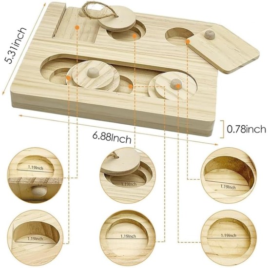 Sarini Wooden Feeder for Hamsters, Food Box for Home, Chinchilla, Funny Feeder, Snack Dispenser, Suitable for Small Animals, Hamsters, Gerbils, Guinea Pigs, Chinchilla, Mouse Sarini Wooden Feeder for Hamsters, Food Box for Home, Chinchilla, Funny Feeder, Snack Dispenser, Suitable for Small Animals, Hamsters, Gerbils, Guinea Pigs, Chinchilla, Mouse
