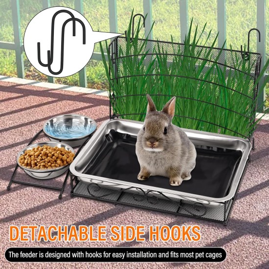 Svauoumu 3 in 1 Rabbit Hay Feeder and Rabbit Litter Tray with Waterproof Mat and Feeding Bowl for Guinea Pigs Hamster Feeder Cat Litter Tray Holder Svauoumu 3 in 1 Rabbit Hay Feeder and Rabbit Litter Tray with Waterproof Mat and Feeding Bowl for Guinea Pigs Hamster Feeder Cat Litter Tray Holder
