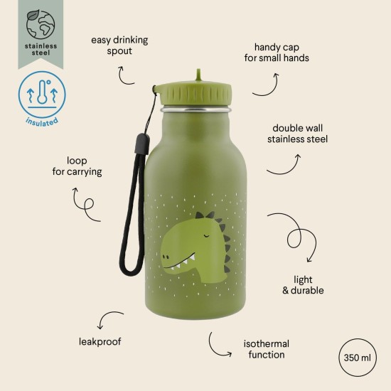 Trixie - Kids Stainless Steel Water Bottle 350ml - Mr. Shark Trixie - Kids Stainless Steel Water Bottle 350ml - Mr. Shark