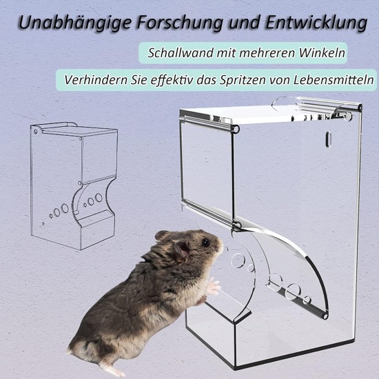 VERTUPET Hamster Feeder, Automatic Hamster Feeder, Large Capacity, Transparent, Gravity Feeding Station, Suitable for Hamsters, Guinea Pigs, Parrots, Mini Hedgehogs (300 ml) VERTUPET Hamster Feeder, Automatic Hamster Feeder, Large Capacity, Transparent, Gravity Feeding Station, Suitable for Hamsters, Guinea Pigs, Parrots, Mini Hedgehogs (300 ml)
