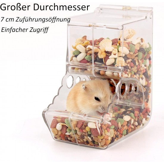 VERTUPET Hamster Feeder, Automatic Hamster Feeder, Large Capacity, Transparent, Gravity Feeding Station, Suitable for Hamsters, Guinea Pigs, Parrots, Mini Hedgehogs (400 ml) VERTUPET Hamster Feeder, Automatic Hamster Feeder, Large Capacity, Transparent, Gravity Feeding Station, Suitable for Hamsters, Guinea Pigs, Parrots, Mini Hedgehogs (400 ml)