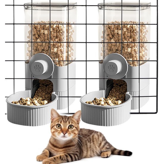 WIYETY Hanging Cage Automatic Feeder: Pack of 2 Hanging Feeders for Small Pets, 1200 ml Automatic Feeder for Cats, Rabbits, Dogs, Guinea Pigs, Hamsters (Grey) WIYETY Hanging Cage Automatic Feeder: Pack of 2 Hanging Feeders for Small Pets, 1200 ml Automatic Feeder for Cats, Rabbits, Dogs, Guinea Pigs, Hamsters (Grey)
