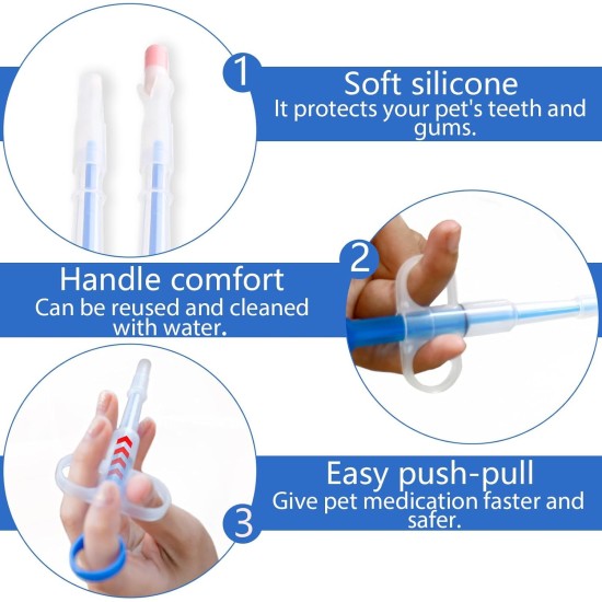 Tablet Feeder, Tablet Dispenser Cat Medication Feeder Syringe, Easy Administration for Cats and Small Dogs, Protects Teeth and Gums, Blue Tablet Feeder, Tablet Dispenser Cat Medication Feeder Syringe, Easy Administration for Cats and Small Dogs, Protects Teeth and Gums, Blue