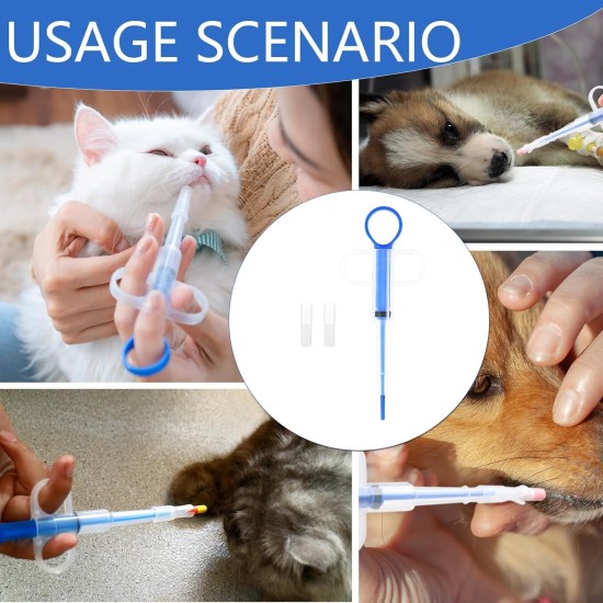 Tablet Feeder, Tablet Dispenser Cat Medication Feeder Syringe, Easy Administration for Cats and Small Dogs, Protects Teeth and Gums, Blue Tablet Feeder, Tablet Dispenser Cat Medication Feeder Syringe, Easy Administration for Cats and Small Dogs, Protects Teeth and Gums, Blue