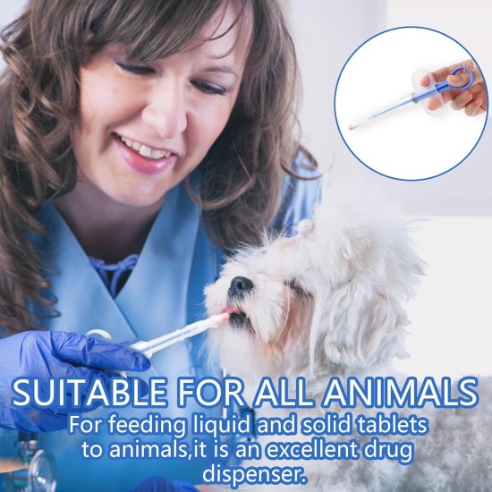 Tablet Feeder, Tablet Dispenser Cat Medication Feeder Syringe, Easy Administration for Cats and Small Dogs, Protects Teeth and Gums, Blue Tablet Feeder, Tablet Dispenser Cat Medication Feeder Syringe, Easy Administration for Cats and Small Dogs, Protects Teeth and Gums, Blue