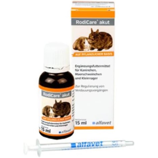 alfavet RODICARE Akut | 15 ml | Supplementary Feed for Rabbits, Guinea Pigs and Small Rodents | For Regulating Digestive Processes | 15 ml Glass Bottle with Dosing Syringe alfavet RODICARE Akut | 15 ml | Supplementary Feed for Rabbits, Guinea Pigs and Small Rodents | For Regulating Digestive Processes | 15 ml Glass Bottle with Dosing Syringe