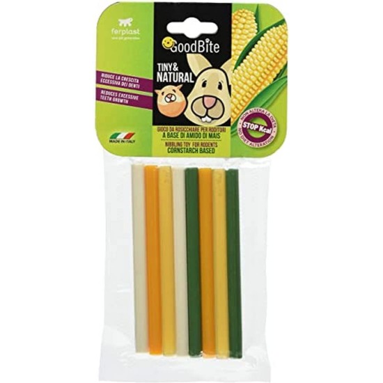 Ferplast Small Animal Toy to Chew Toy Goodbite Natural stick & Rong, Pack of 8 Sticks