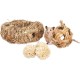 Relaxdays Hamster Accessory Set, 5 Pieces, Grass Tube & 4 Balls, Cage Accessories, Rodents, Mice, Hamster Toy Straw / Grass, Natural