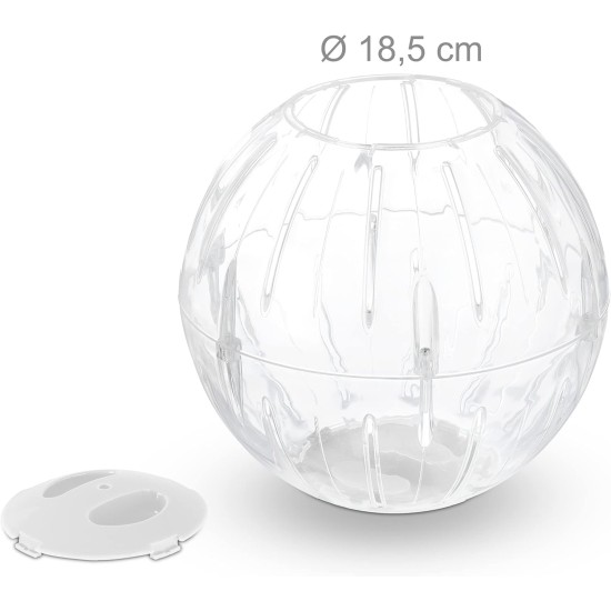 Relaxdays Hamster Ball, Diameter 18.5 cm, Running Ball for Hamsters and Mice, Plastic, Rodent Toy for Running, Transparent/White Relaxdays Hamster Ball, Diameter 18.5 cm, Running Ball for Hamsters and Mice, Plastic, Rodent Toy for Running, Transparent/White