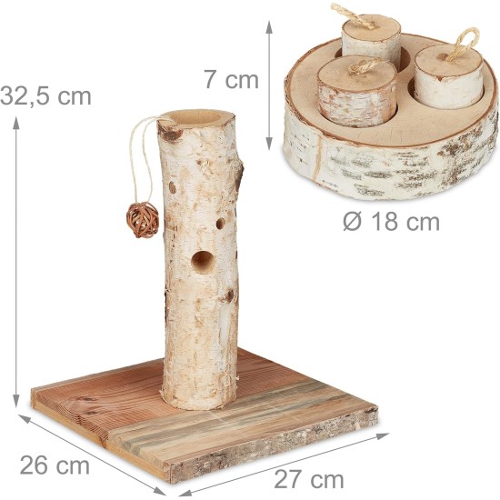 Relaxdays Rabbit Toy, 2-Piece Set, Rodent Tree & Intelligence Toy, Wood, Accessories, Guinea Pigs, Rabbits, Natural Relaxdays Rabbit Toy, 2-Piece Set, Rodent Tree & Intelligence Toy, Wood, Accessories, Guinea Pigs, Rabbits, Natural