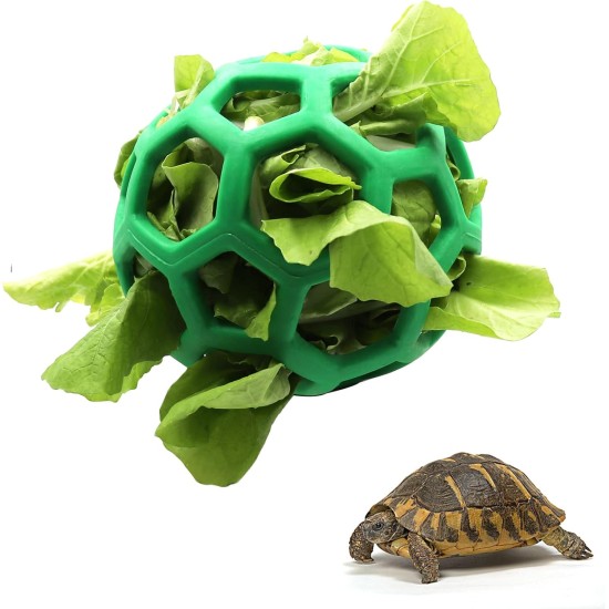 Together-Life Turtle Treat Ball Toy Hay Feeder Ball Hanging Feeding Grass Ball Fruit Vegetable Feeder Feeder Toy for Small Animals Pet Turtle Green