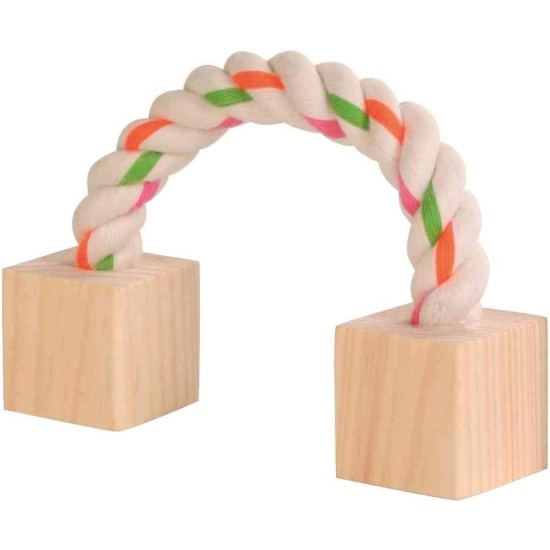 Trixie Playing Rope with Wooden Blocks for Small Animals, 20 cm, Pack of 4 Trixie Playing Rope with Wooden Blocks for Small Animals, 20 cm, Pack of 4
