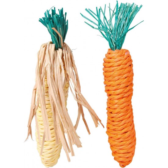 Trixie TX 6192 Set of Straw Toys Corn on the Cob and Carrot 15 cm Trixie TX 6192 Set of Straw Toys Corn on the Cob and Carrot 15 cm