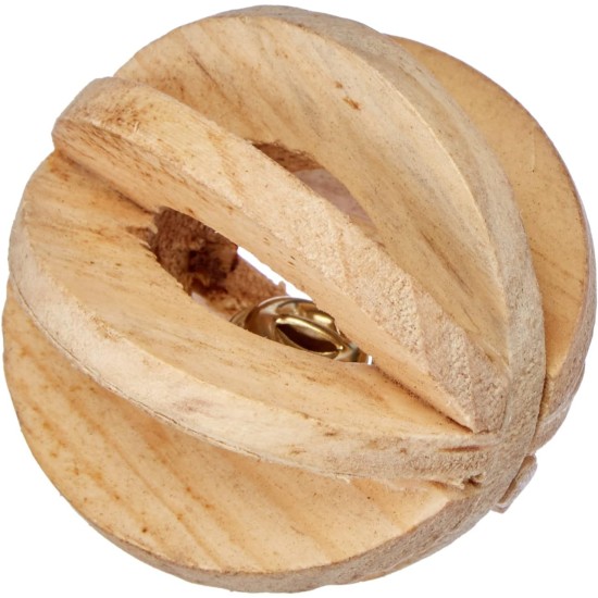 Trixie Wood Slat Ball with Bell, 6 cm Trixie Wood Slat Ball with Bell, 6 cm