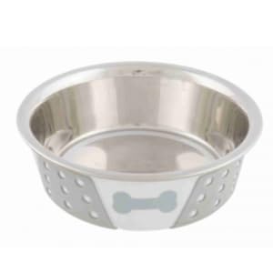 Trixie-Stainless-Steel-Bowl-With-Silicone-04-Litre-WhiteGrey-B073X1CHY1