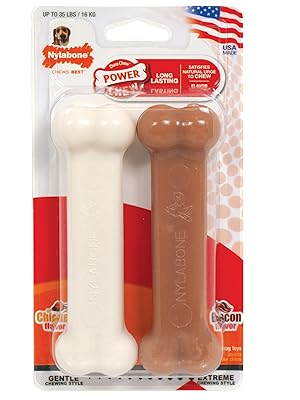 Nylabone-Dura-Power-Chew-Bone-Shape-Twin-Pack-with-Bacon-and-Chicken-Flavour-Medium-Dogs-up-to-16-kg-B008A3TEA6
